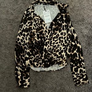 Zara Long Sleeve Cheetah Print Top